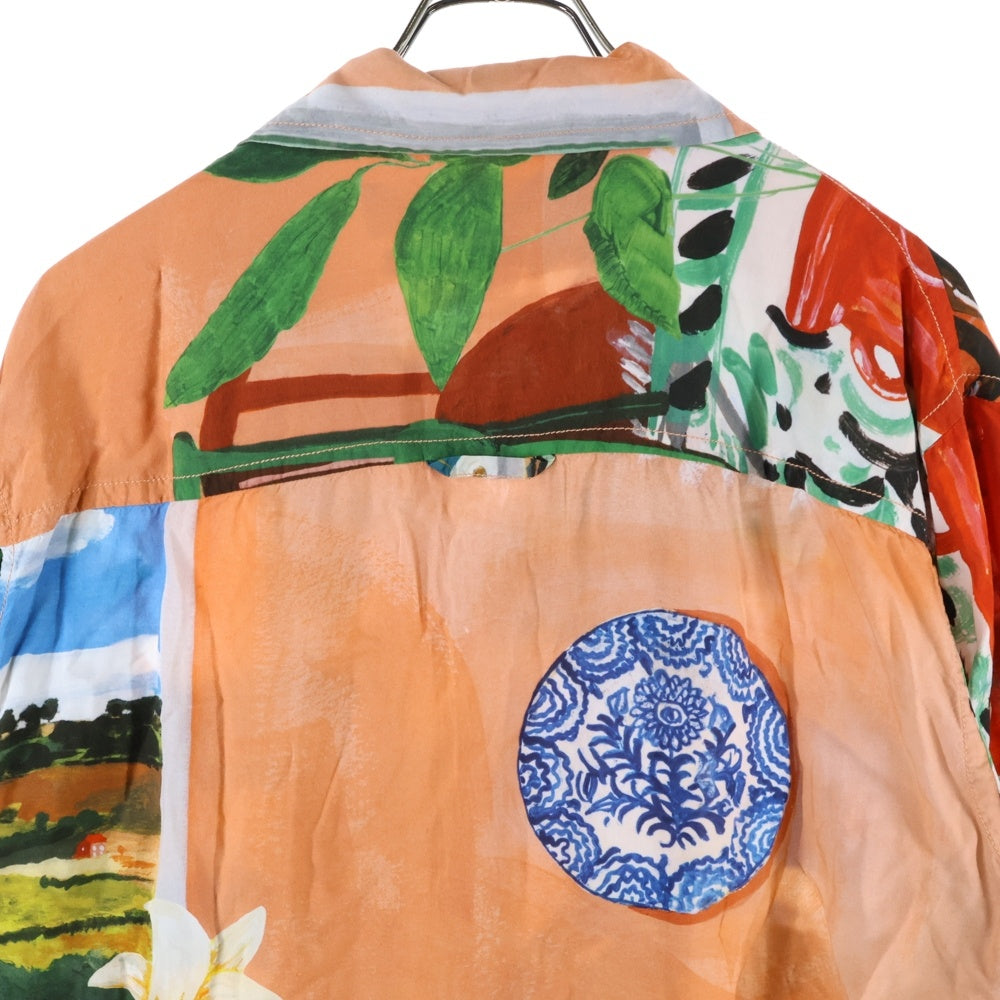 JACQUEMUS(ジャックムス) 総柄 開襟レーヨン半袖シャツ オレンジ