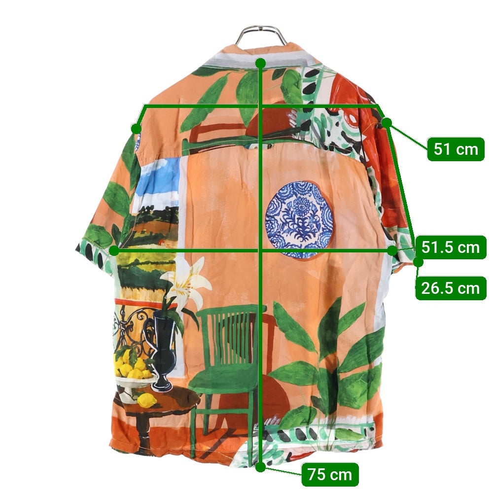 JACQUEMUS(ジャックムス) 総柄 開襟レーヨン半袖シャツ オレンジ