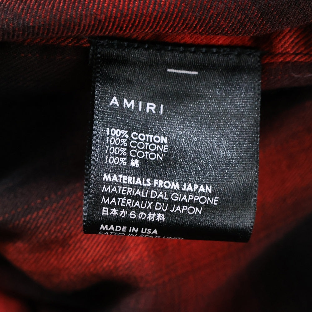 AMIRI(アミリ) Glitter Loose Fit Plaid Shirt グリッター 長袖チェックシャツ レッド