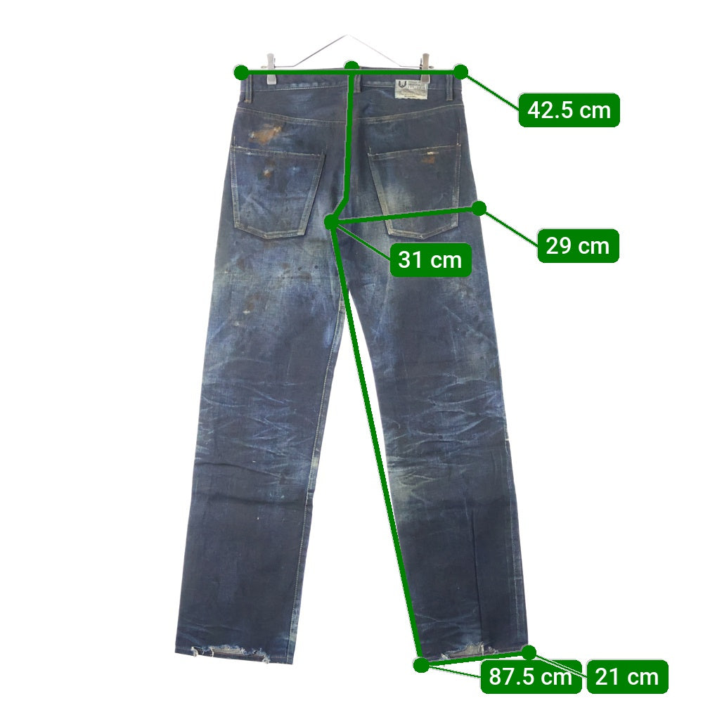 Bill Wall Leather/BWL(ビルウォールレザー) William Wall ウィリアム・ウォール ダメージ加工デニム ストレートデニムパンツ WD0313AW インディゴ