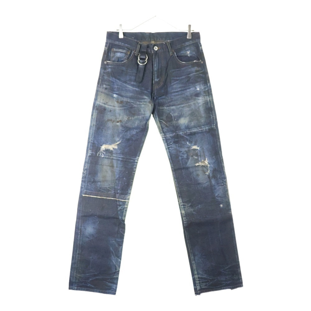 Bill Wall Leather/BWL(ビルウォールレザー) William Wall ウィリアム・ウォール ダメージ加工デニム ストレートデニムパンツ WD0313AW インディゴ