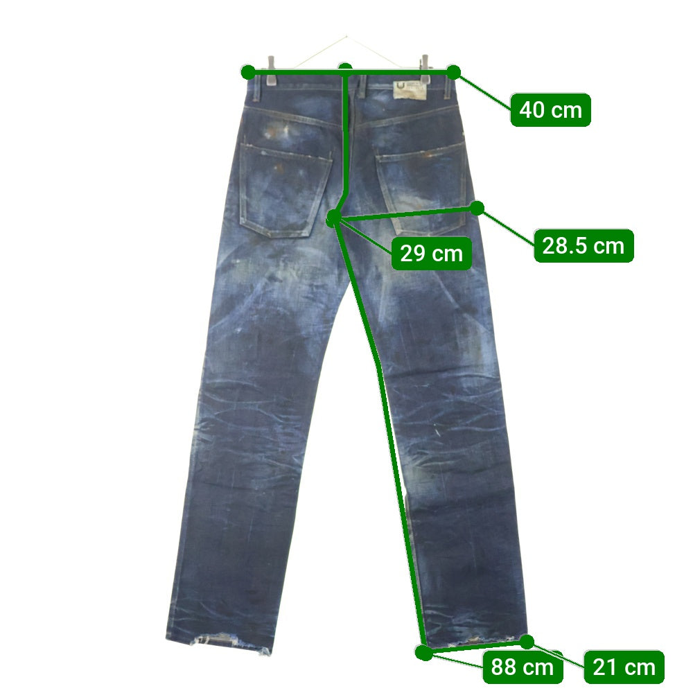 Bill Wall Leather/BWL(ビルウォールレザー) William Wall ウィリアム・ウォール ダメージ加工デニム ストレートデニムパンツ WD0313AW インディゴ
