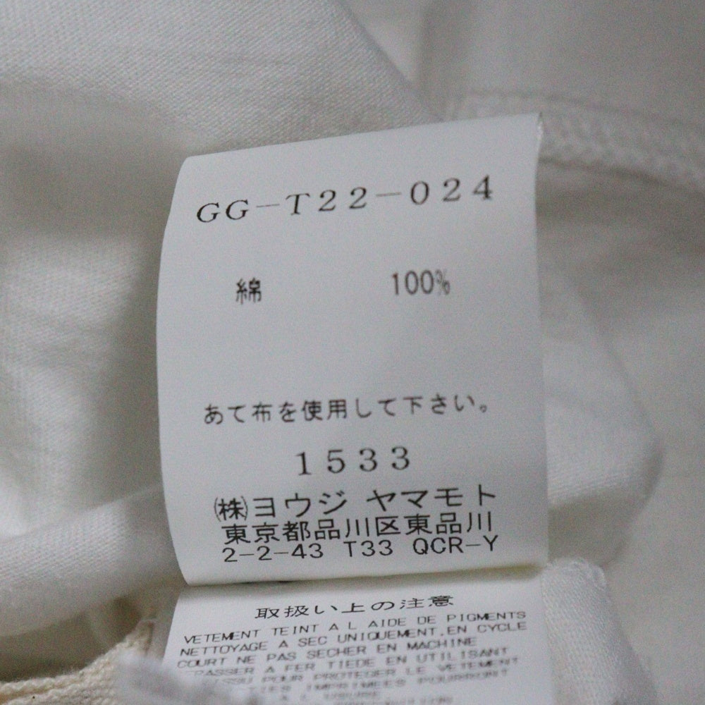 Ground Y(グラウンドワイ) Tape jersey Short sleeves big T テープジャージーショートスリーブビッグTシャツ GG-T22-024 ホワイト
