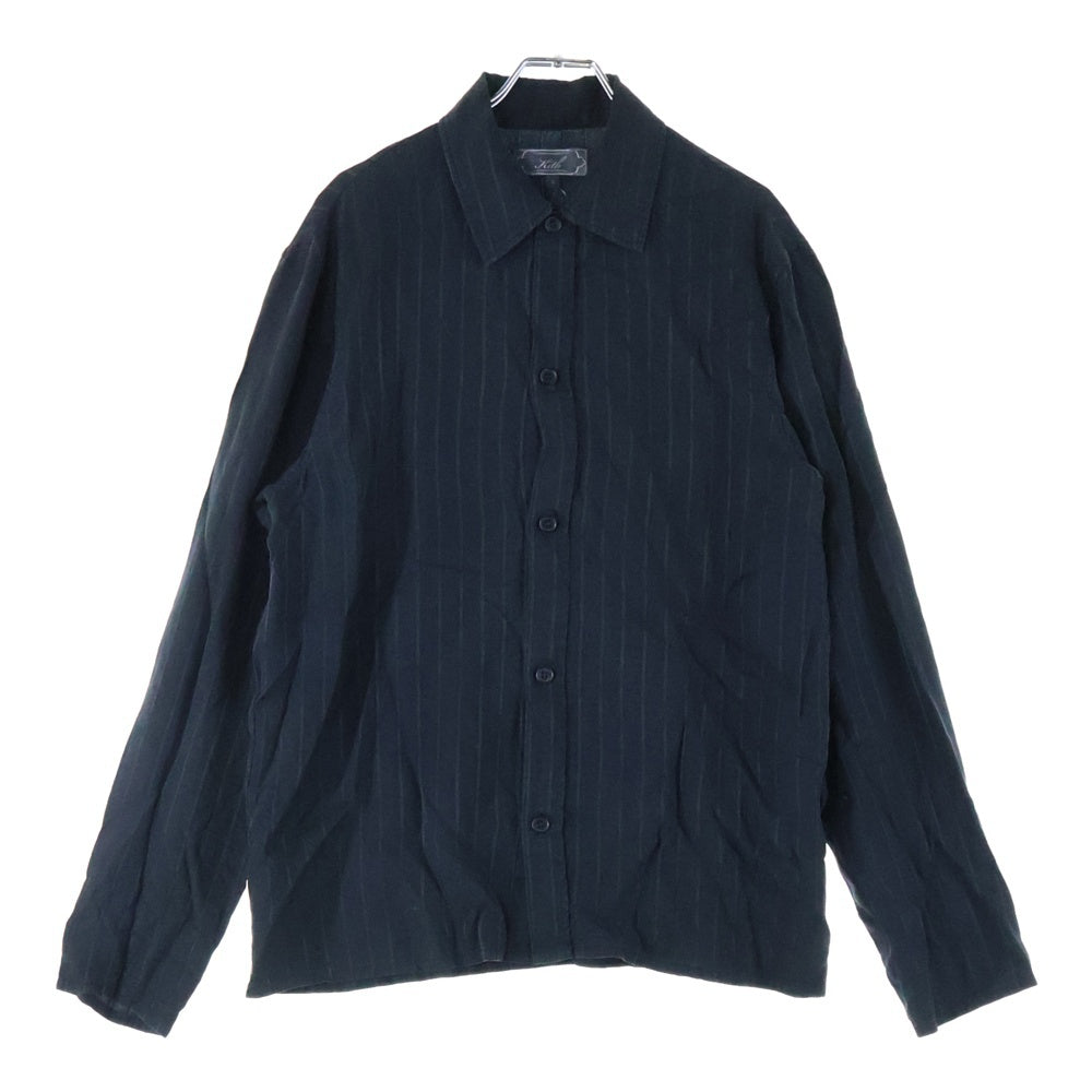 KITH(キス) 25SS Crest Logo Boxy Collared Overshirt クレスト ロゴ ボックス カラー オーバーシャツ シルク混長袖シャツ ブラック