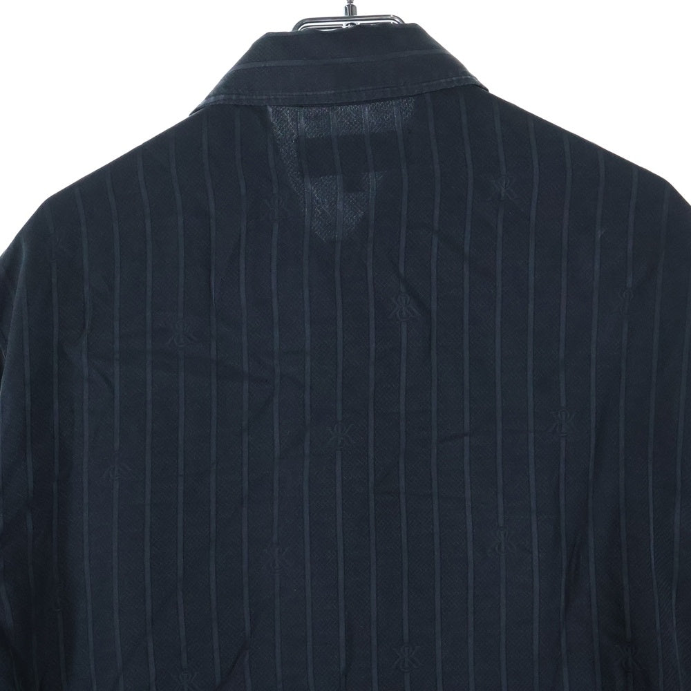 KITH(キス) 25SS Crest Logo Boxy Collared Overshirt クレスト ロゴ ボックス カラー オーバーシャツ シルク混長袖シャツ ブラック