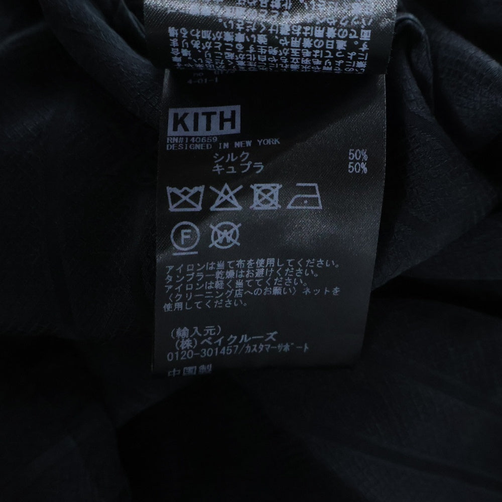 KITH(キス) 25SS Crest Logo Boxy Collared Overshirt クレスト ロゴ ボックス カラー オーバーシャツ シルク混長袖シャツ ブラック