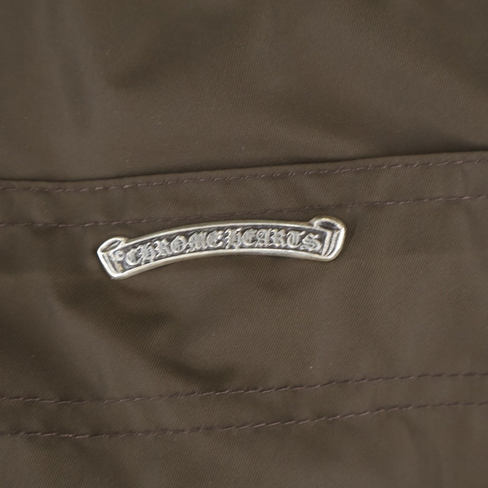 CHROME HEARTS(クロムハーツ) CARPENTER DOUBLE KNEE クロスパッチ付きレザー切替ナイロンカーペンターロングパンツ ブラウン