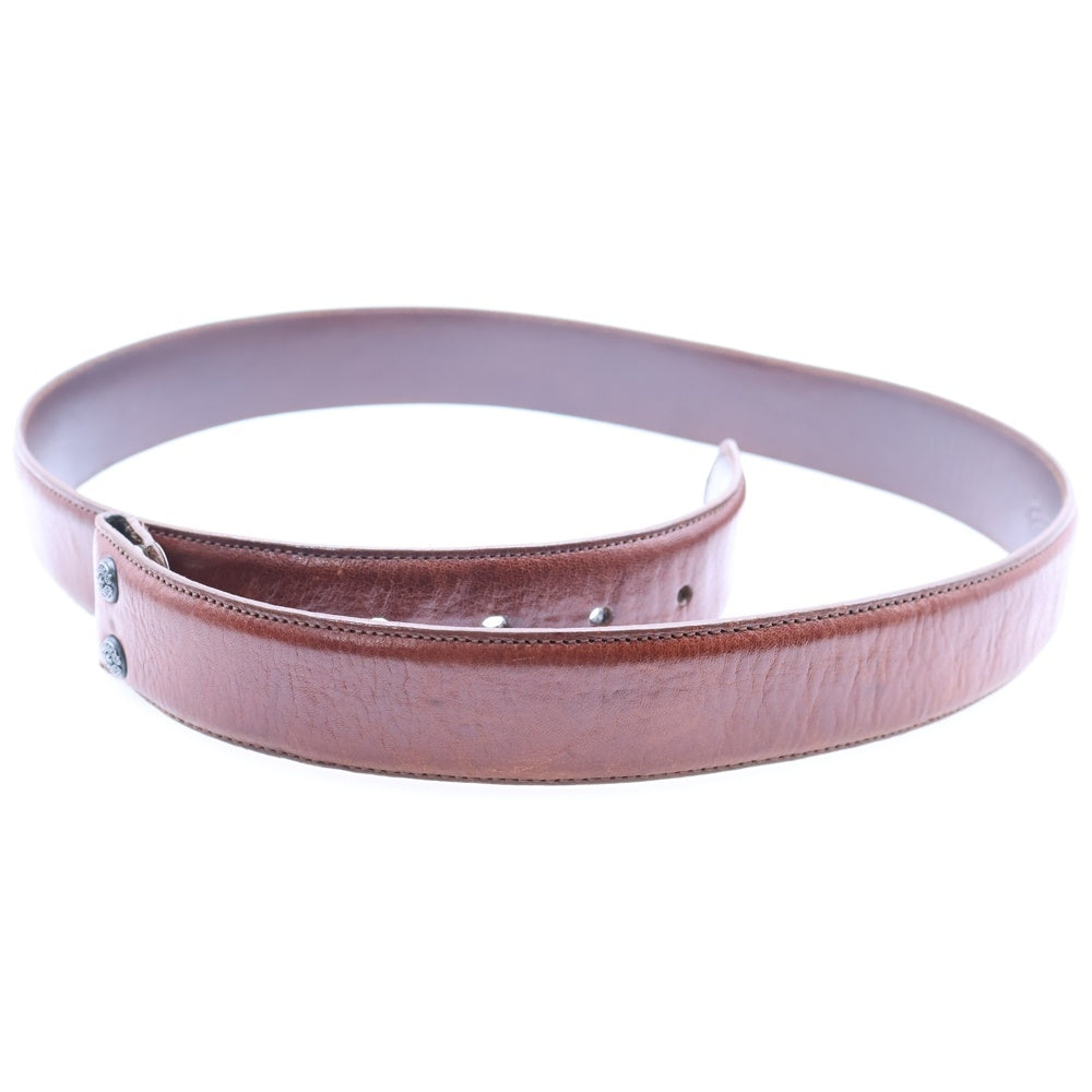 CHROME HEARTS(クロムハーツ) 1.5 STRAP 1.5inchスクロールレーベルリベッツ レザーベルト ブラウン