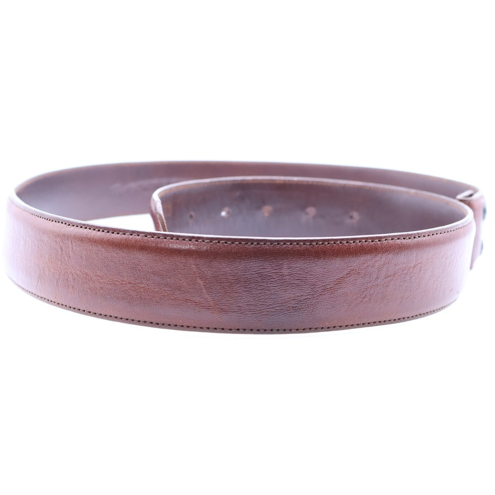 CHROME HEARTS(クロムハーツ) 1.5 STRAP 1.5inchスクロールレーベルリベッツ レザーベルト ブラウン
