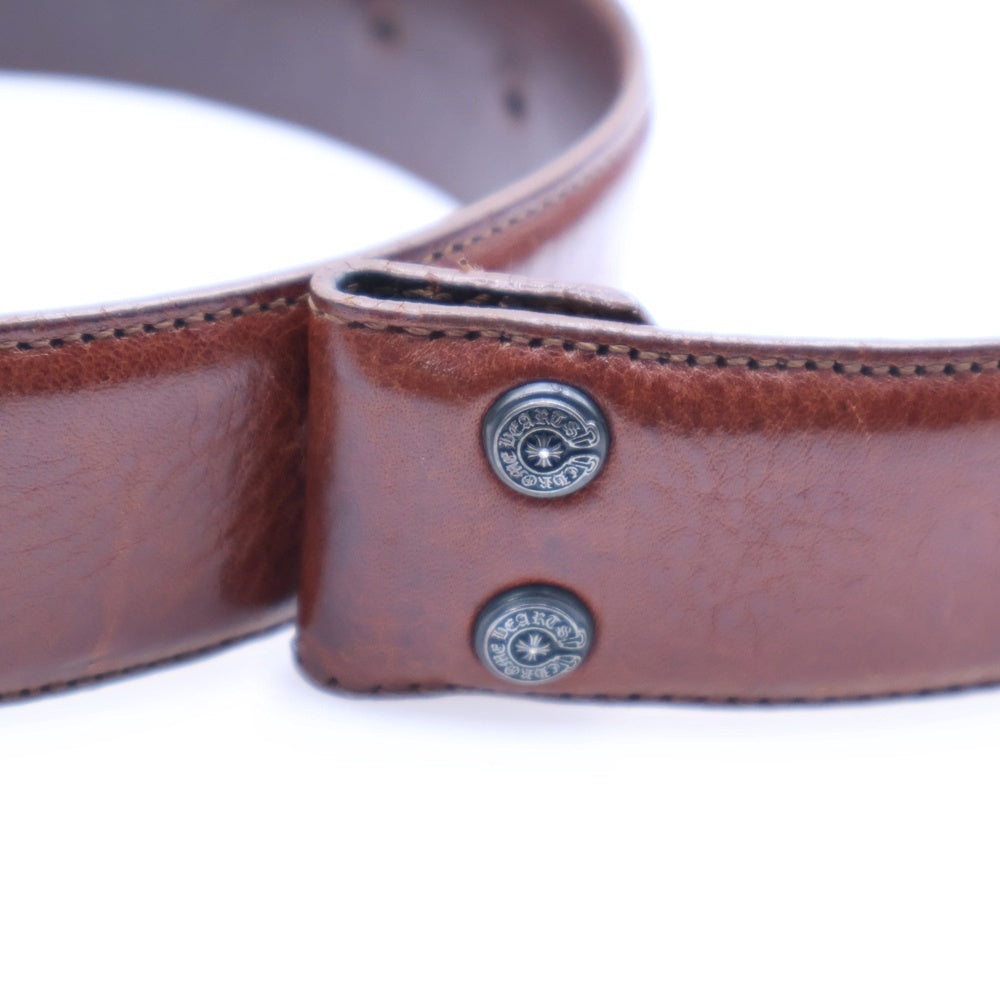 CHROME HEARTS(クロムハーツ) 1.5 STRAP 1.5inchスクロールレーベルリベッツ レザーベルト ブラウン
