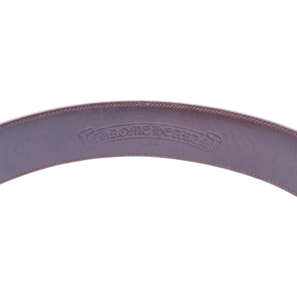 CHROME HEARTS(クロムハーツ) 1.5 STRAP 1.5inchスクロールレーベルリベッツ レザーベルト ブラウン