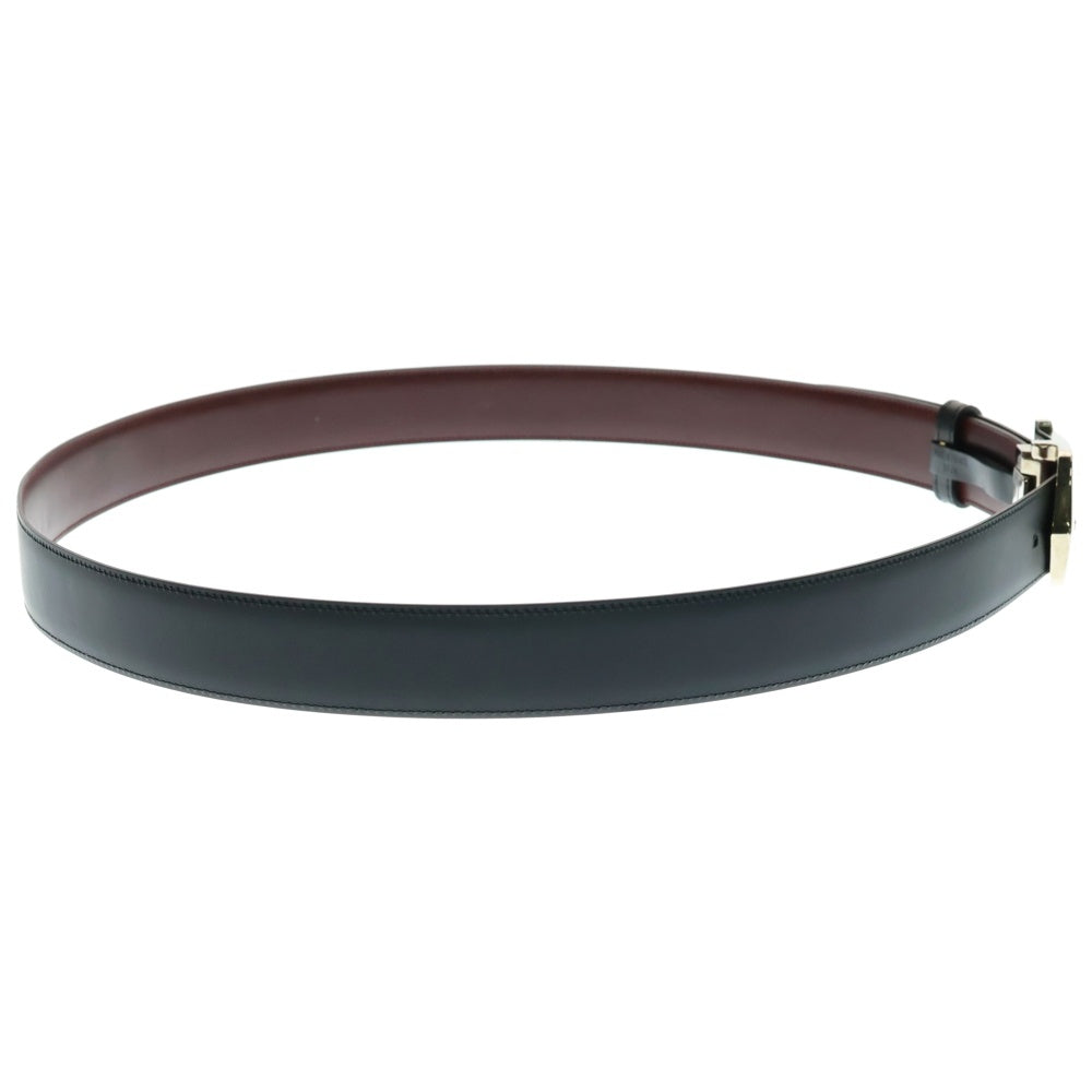 Cartier(カルティエ) C Alonger Leather Belt Cアロンジェ シルバーバックル リバーシブルベルト ブラック/バーガンディ