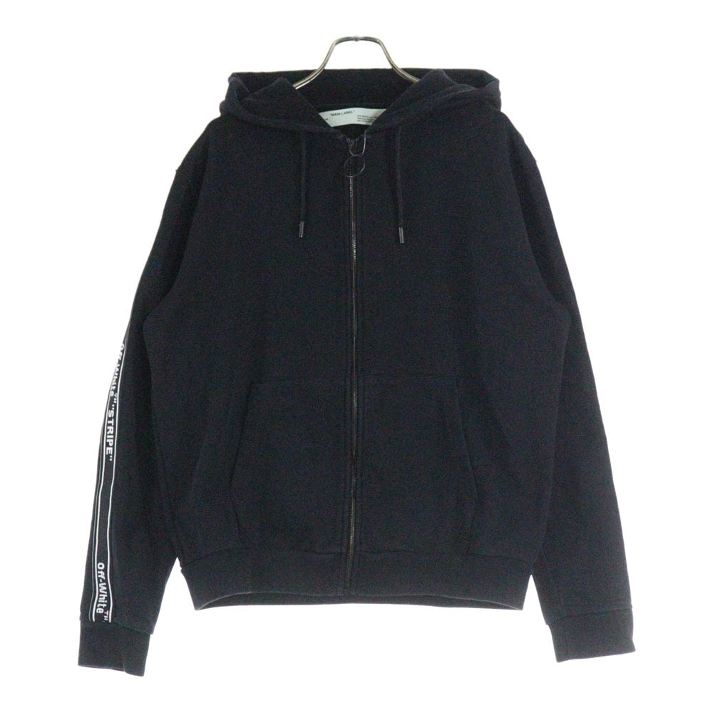OFF-WHITE(オフホワイト) 18AW Side Band Zip Hoodie ジップアップスウェットパーカー フーディー ブラック OMBB033E18A20001