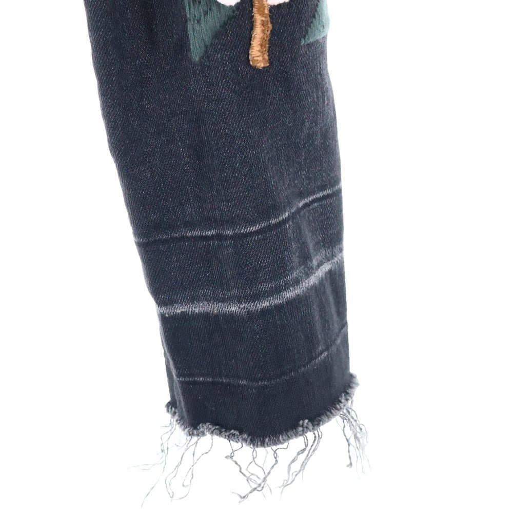 OFF-WHITE(オフホワイト) 17AW Cherry Blossom Diagonal Denim Jacket 花柄刺繍デニムジャケット ブラック OWEA063E17150039