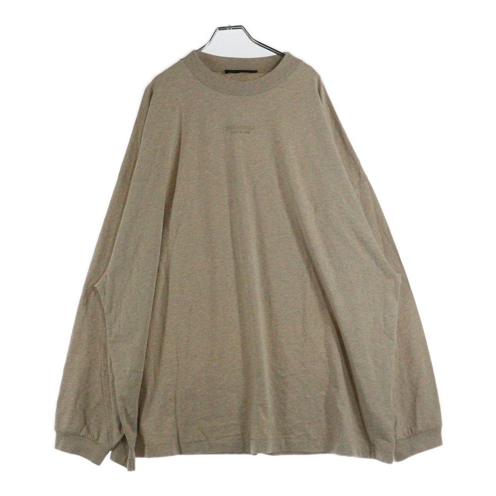 FEAR OF GOD ESSENTIALS(フィアオブゴッド エッセンシャルズ) L/S T-SHIRT ラバーロゴ オーバーサイズ長袖Tシャツ ロンT ベージュ