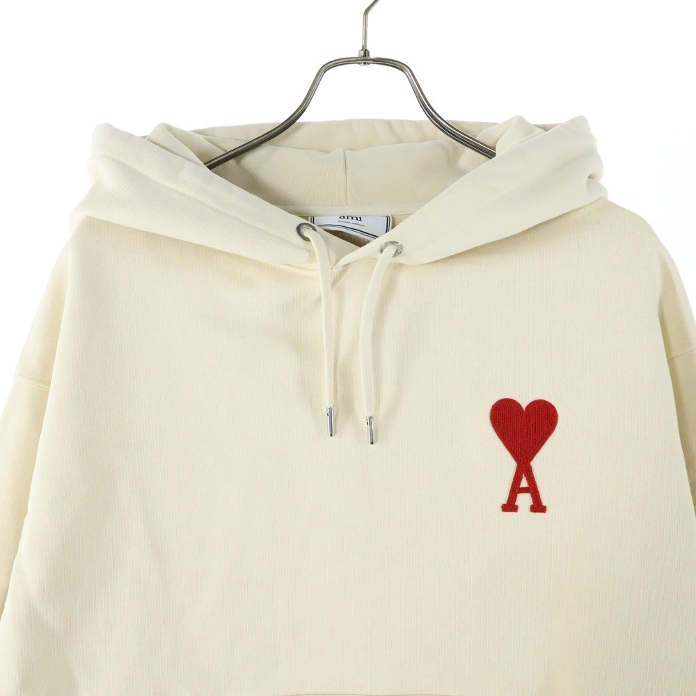 AMI Alexandre Mattiussi(アミアレクサンドルマテュッシ) Chain Stitch Hoodie ハートロゴ刺繍 プルオーバースウェットパーカー フーディー ベージュ H20HJ054.747