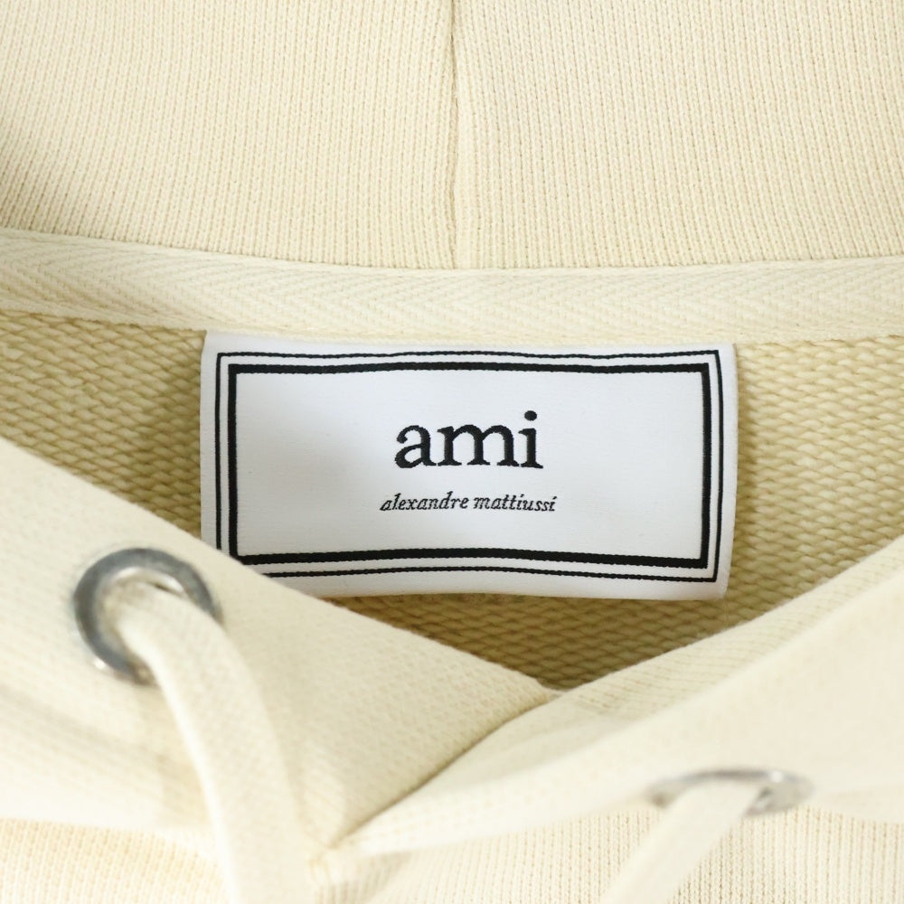 AMI Alexandre Mattiussi(アミアレクサンドルマテュッシ) Chain Stitch Hoodie ハートロゴ刺繍 プルオーバースウェットパーカー フーディー ベージュ H20HJ054.747