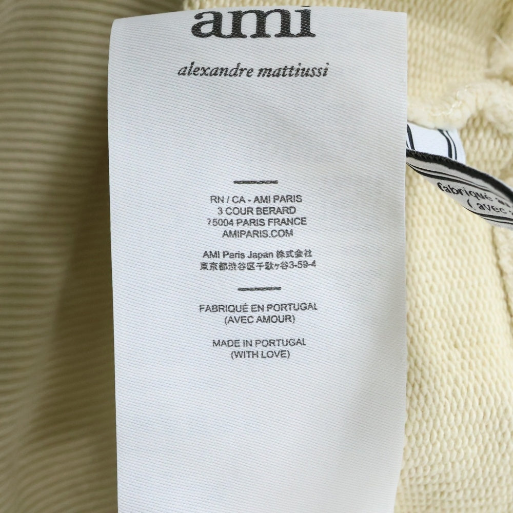 AMI Alexandre Mattiussi(アミアレクサンドルマテュッシ) Chain Stitch Hoodie ハートロゴ刺繍 プルオーバースウェットパーカー フーディー ベージュ H20HJ054.747