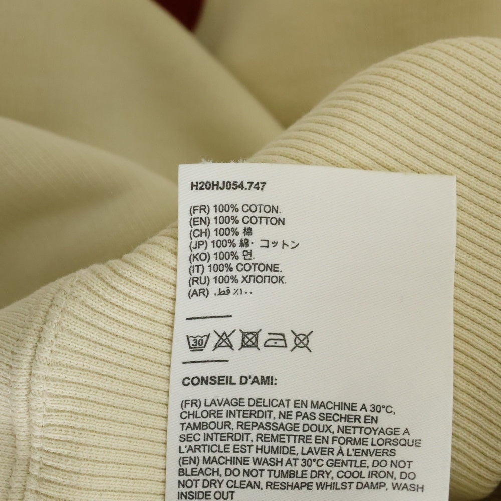 AMI Alexandre Mattiussi(アミアレクサンドルマテュッシ) Chain Stitch Hoodie ハートロゴ刺繍 プルオーバースウェットパーカー フーディー ベージュ H20HJ054.747