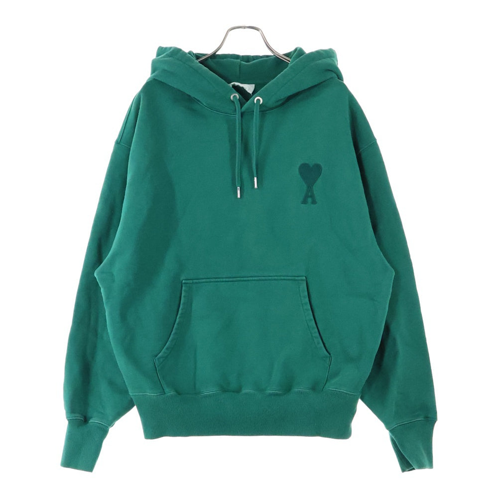 AMI Alexandre Mattiussi(アミアレクサンドルマテュッシ) Hoodie ハートロゴ刺繍 プルオーバースウェットパーカー フーディー グリーン A21HJ058.747