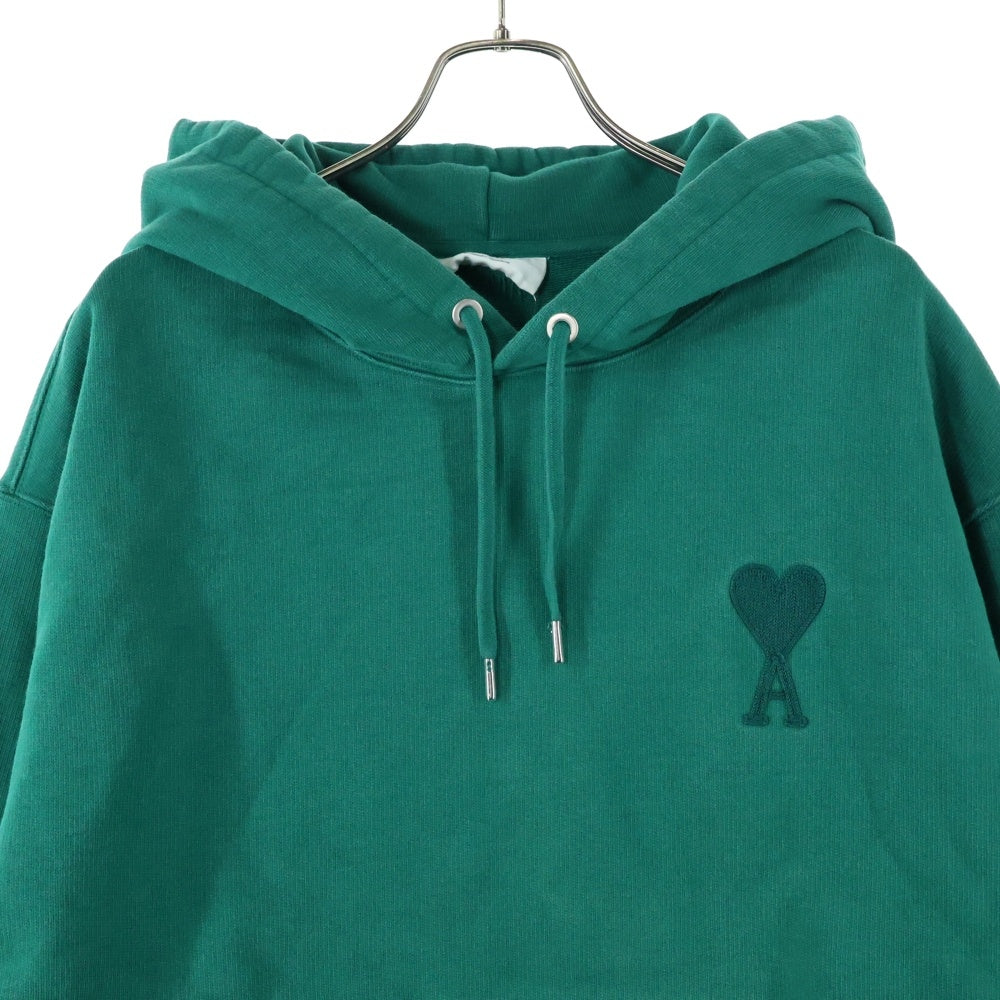 AMI Alexandre Mattiussi(アミアレクサンドルマテュッシ) Hoodie ハートロゴ刺繍 プルオーバースウェットパーカー フーディー グリーン A21HJ058.747