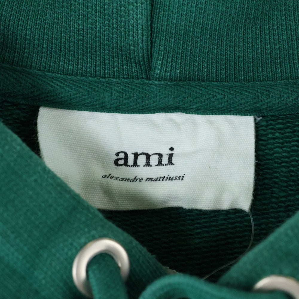 AMI Alexandre Mattiussi(アミアレクサンドルマテュッシ) Hoodie ハートロゴ刺繍 プルオーバースウェットパーカー フーディー グリーン A21HJ058.747