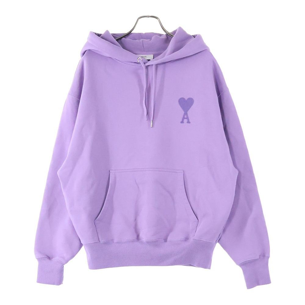 AMI Alexandre Mattiussi(アミアレクサンドルマテュッシ) Hoodie ハートロゴ刺繍 プルオーバースウェットパーカー フーディー パープル E21HJ058.747