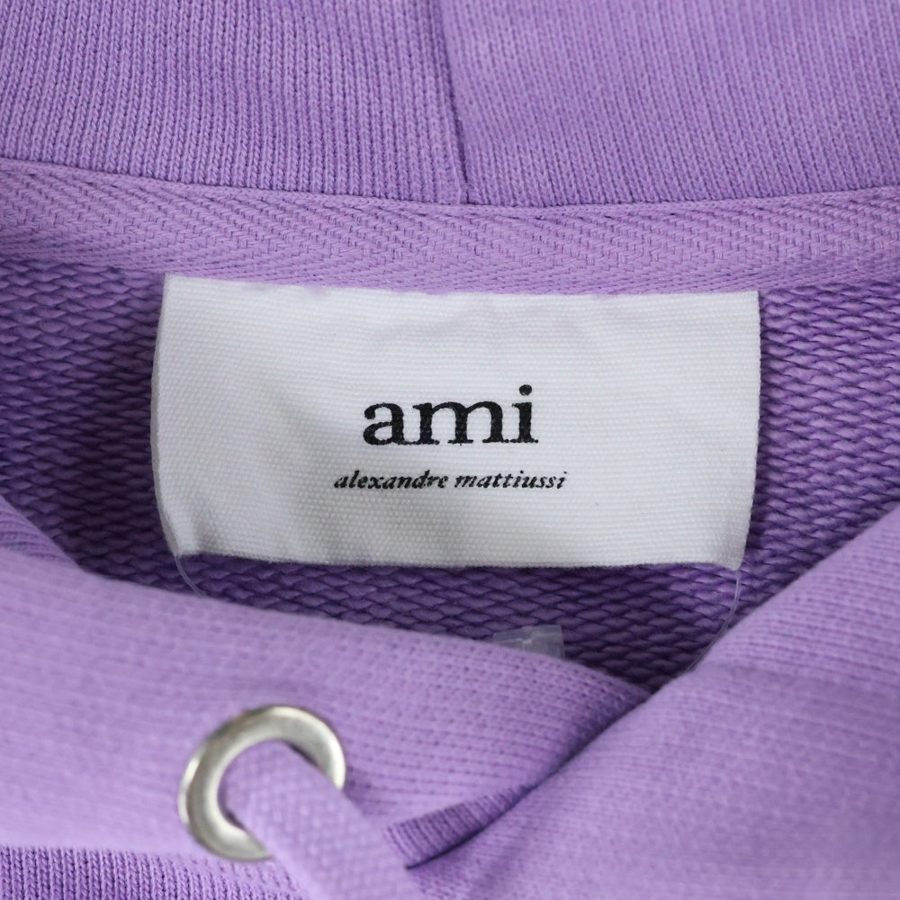 AMI Alexandre Mattiussi(アミアレクサンドルマテュッシ) Hoodie ハートロゴ刺繍 プルオーバースウェットパーカー フーディー パープル E21HJ058.747