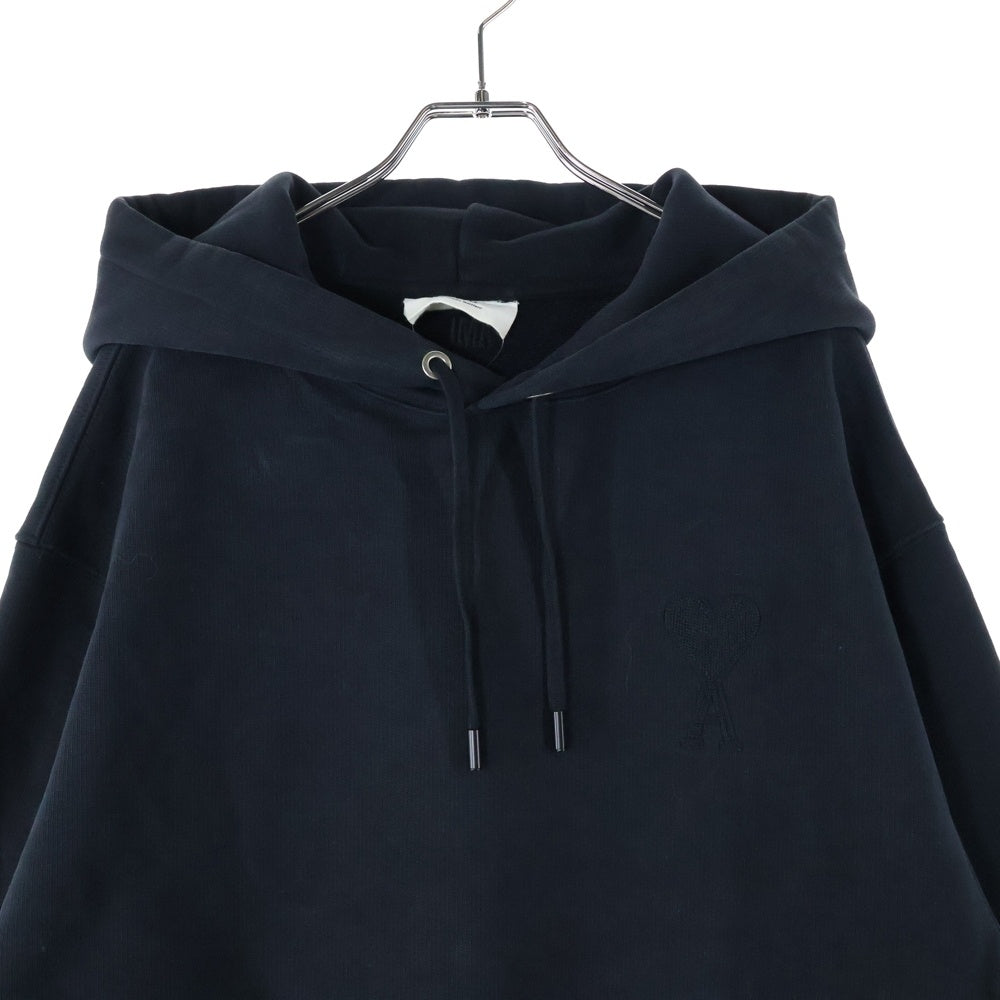 AMI Alexandre Mattiussi(アミアレクサンドルマテュッシ) Hoodie ハートロゴ刺繍 プルオーバースウェットパーカー フーディー ブラック E21HJ058.747