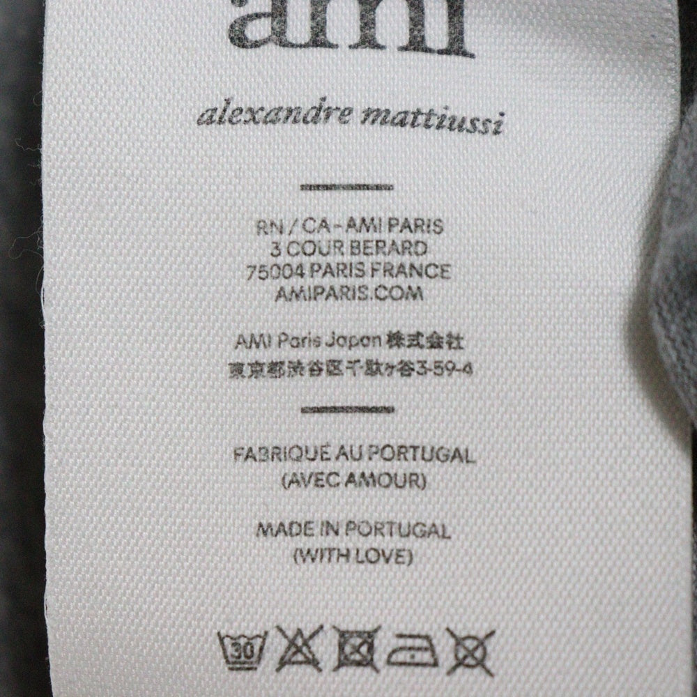 AMI Alexandre Mattiussi(アミアレクサンドルマテュッシ) AMI DE COEUR T-Shirt ハートロゴ刺繍 半袖Tシャツ グレー UTS004.726