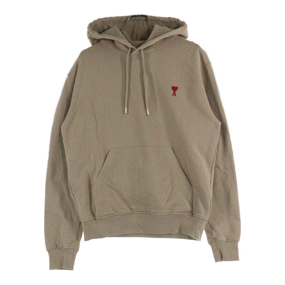AMI Alexandre Mattiussi(アミアレクサンドルマテュッシ) Hoodie ハートロゴ刺繍 プルオーバースウェットパーカー フーディー ベージュ A21HJ008.730