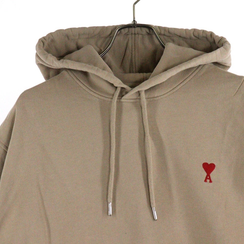 AMI Alexandre Mattiussi(アミアレクサンドルマテュッシ) Hoodie ハートロゴ刺繍 プルオーバースウェットパーカー フーディー ベージュ A21HJ008.730