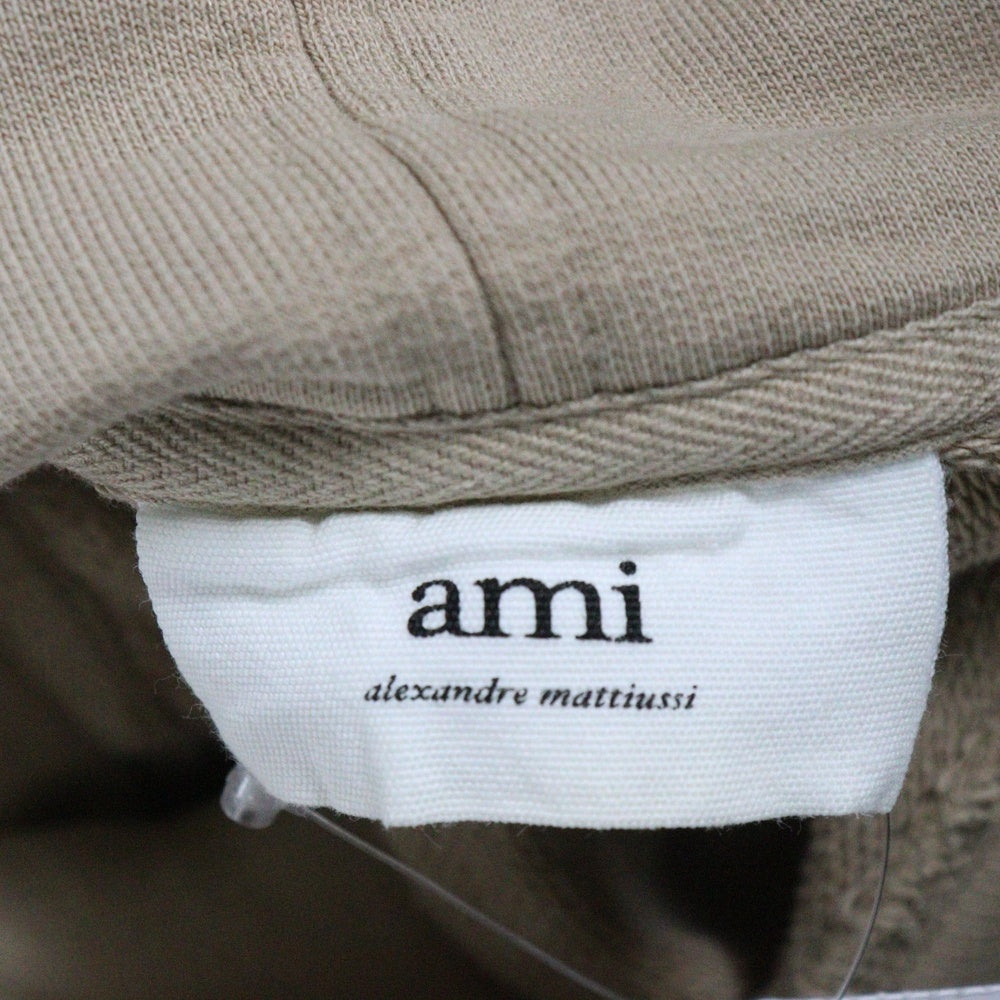 AMI Alexandre Mattiussi(アミアレクサンドルマテュッシ) Hoodie ハートロゴ刺繍 プルオーバースウェットパーカー フーディー ベージュ A21HJ008.730