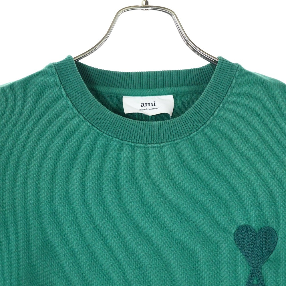 AMI Alexandre Mattiussi(アミアレクサンドルマテュッシ) Sweatshirt ハートロゴ刺繍 クルーネックスウェットトレーナー グリーン A21HJ008.730