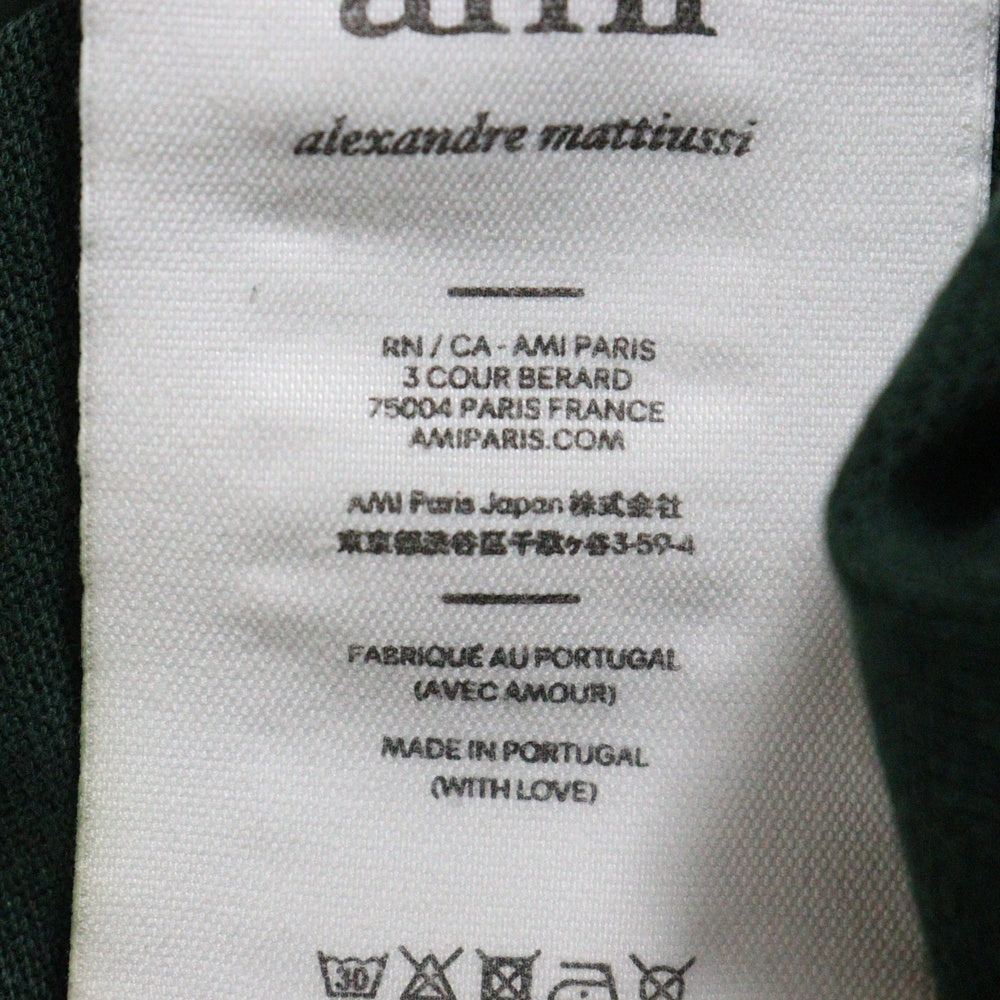 AMI Alexandre Mattiussi(アミアレクサンドルマテュッシ) Polo Shirt ハートロゴ刺繍 半袖ポロシャツ グリーン E22HPL001.760