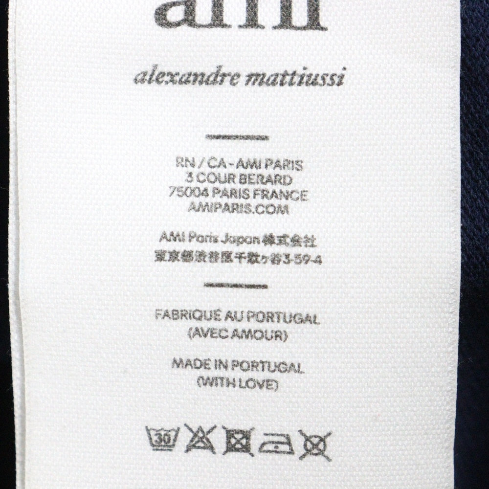 AMI Alexandre Mattiussi(アミアレクサンドルマテュッシ) Polo Shirt ハートロゴ刺繍 半袖ポロシャツ ネイビー E22HPL001.760