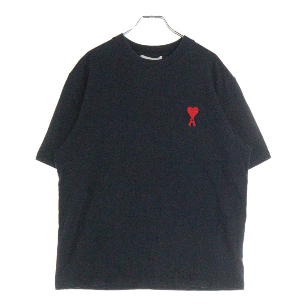 AMI Alexandre Mattiussi(アミアレクサンドルマテュッシ) AMI DE COEUR T-Shirt ハートロゴ刺繍 半袖Tシャツ ブラック UTS004.726
