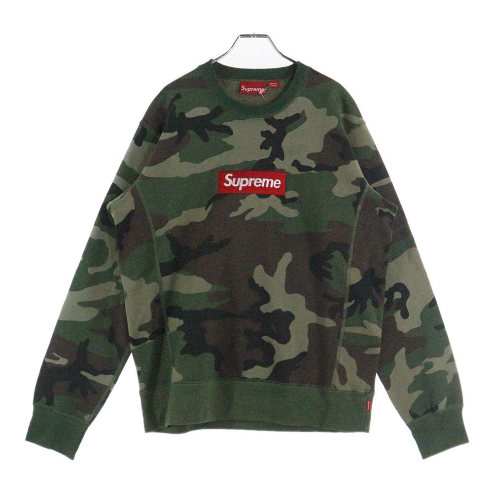 SUPREME(シュプリーム) 15AW Box Logo Crewneck カモフラージュ 迷彩 ボックスロゴ クルーネックスウェットトレーナー カーキ