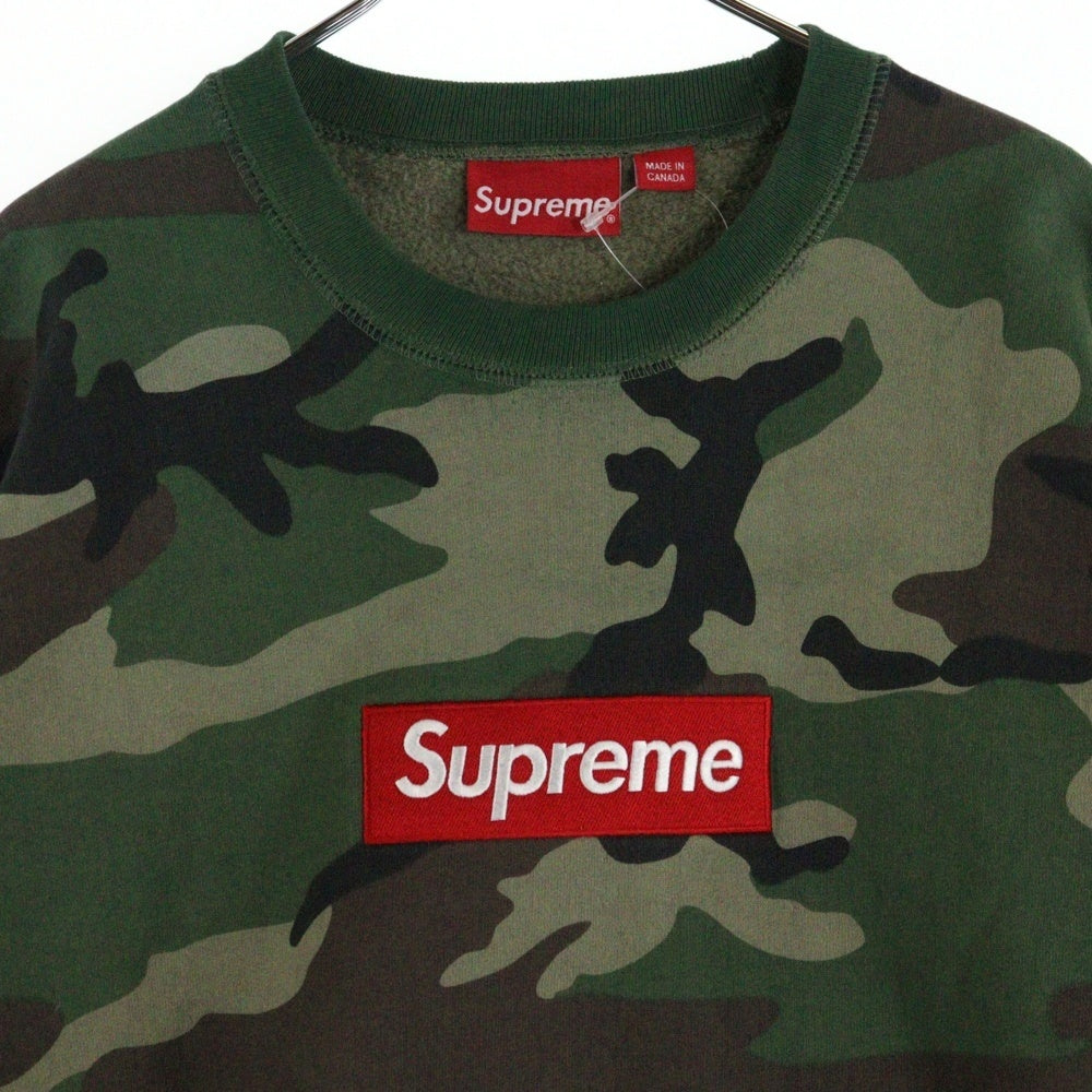 SUPREME(シュプリーム) 15AW Box Logo Crewneck カモフラージュ 迷彩 ボックスロゴ クルーネックスウェットトレーナー カーキ