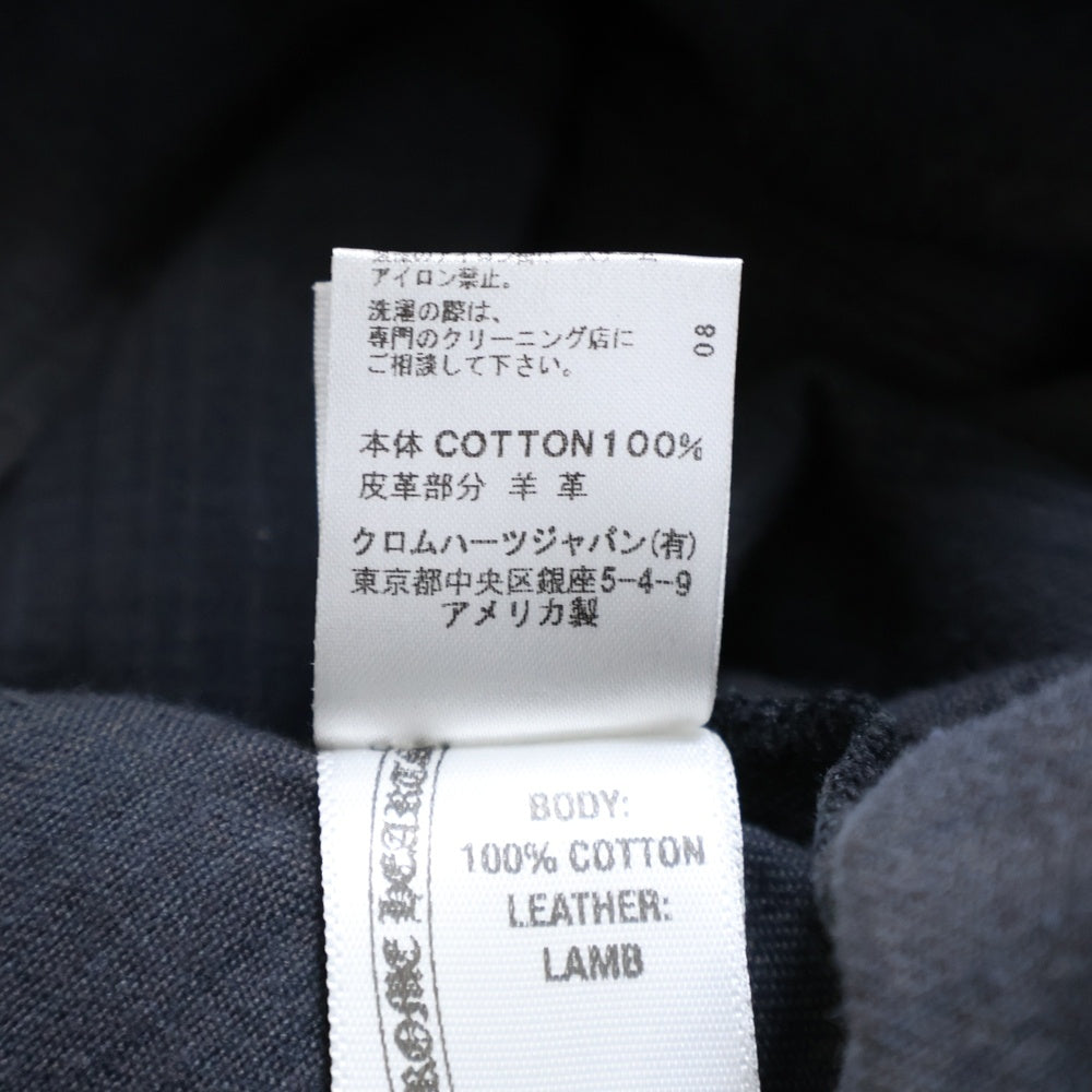 CHROME HEARTS(クロムハーツ) WESTN ウエスタンボタン 袖クロスパッチレザー切替クロスボールボタンチェック 長袖シャツ ブラック/ネイビー
