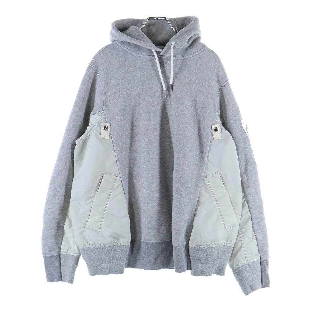 Sacai(サカイ) 22AW Sponge Sweat × Ma-1 Pull Over Hoodie スポンジスウェットプルオーバーフーディー SCM-044 グレー