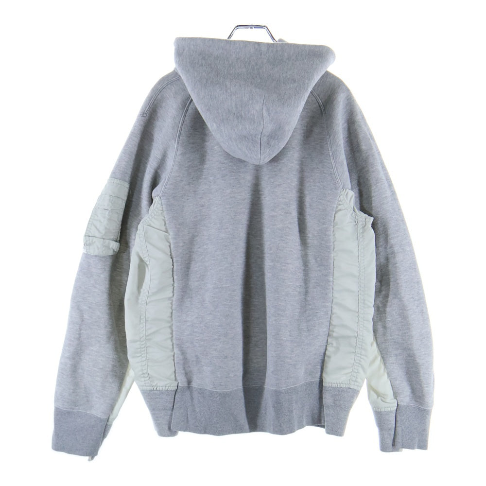 Sacai(サカイ) 22AW Sponge Sweat × Ma-1 Pull Over Hoodie スポンジスウェットプルオーバーフーディー SCM-044 グレー