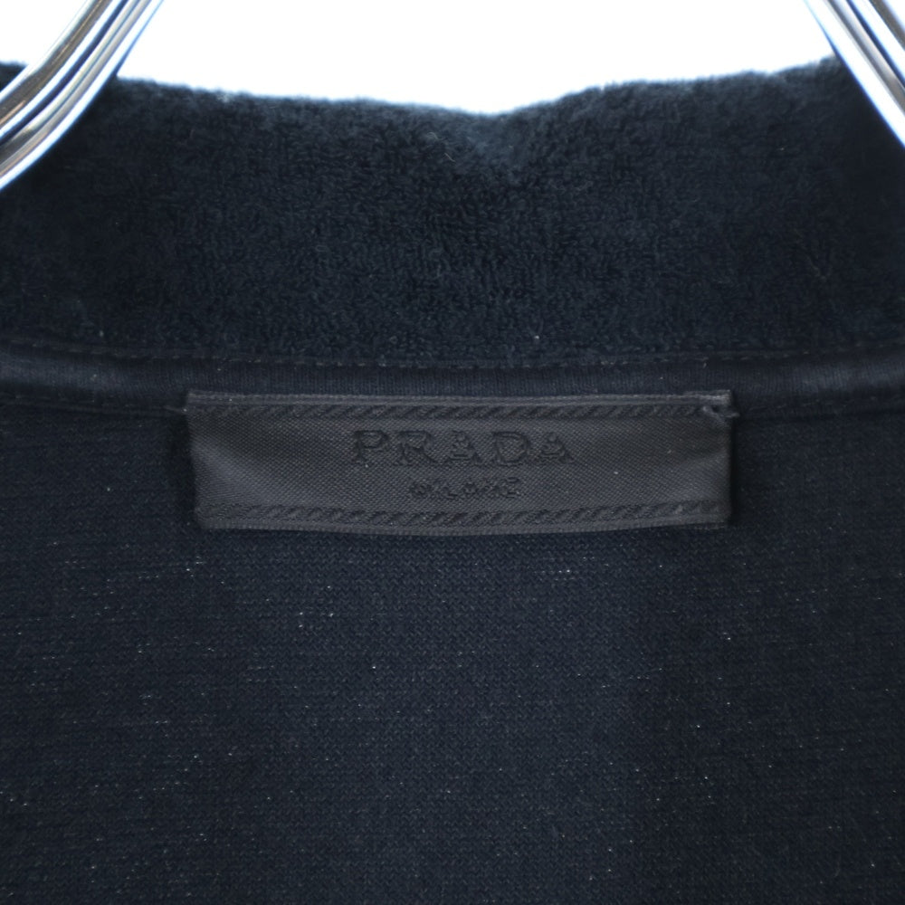 PRADA(プラダ) Terry-Cloth Logo Patch Polo Shirt トライアングルロゴ テリー 半袖ポロシャツ ブラック UJN848