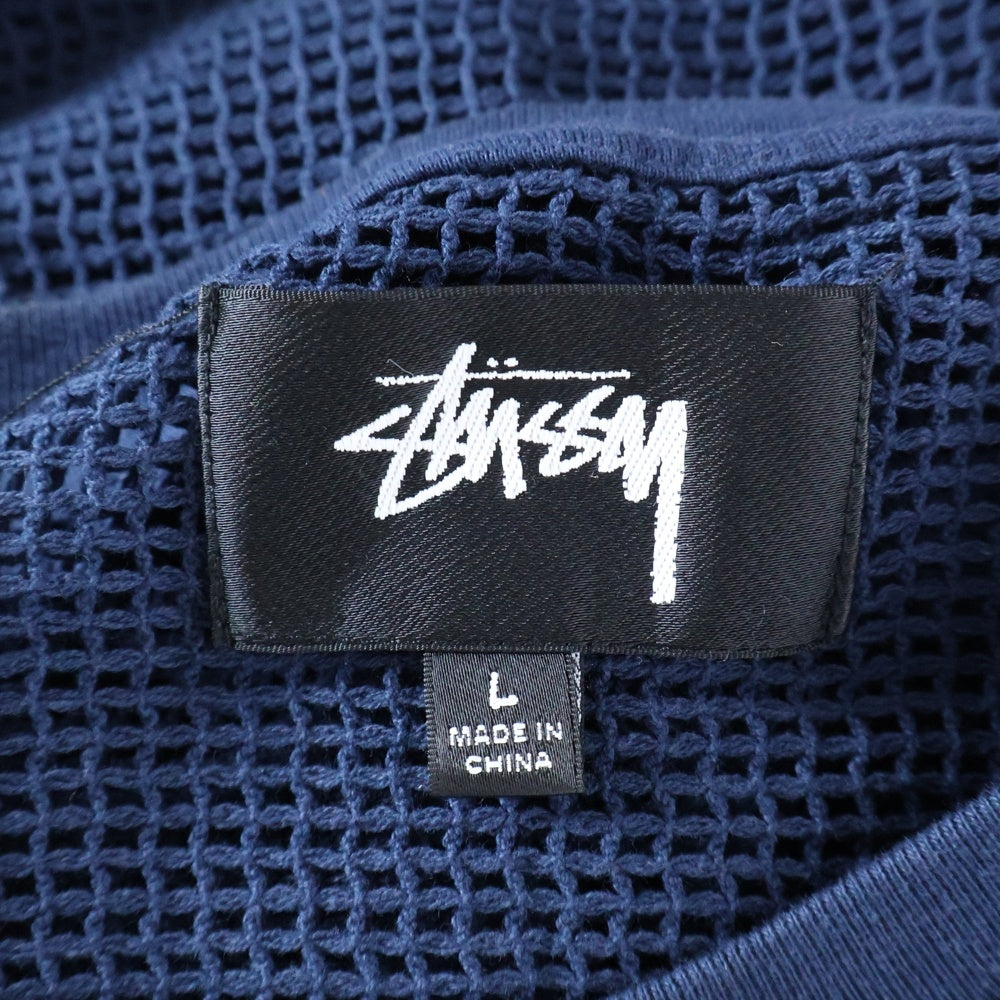 STUSSY(ステューシー) COTTON MESH コットンメッシュ 長袖Tシャツ ネイビー
