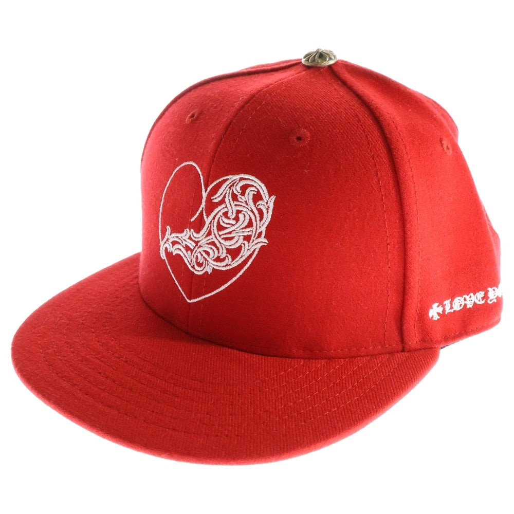 CHROME HEARTS(クロムハーツ) FITTED WOOL ACRYLIC SERGE ハートロゴ刺繍ベースボールキャップ レッド