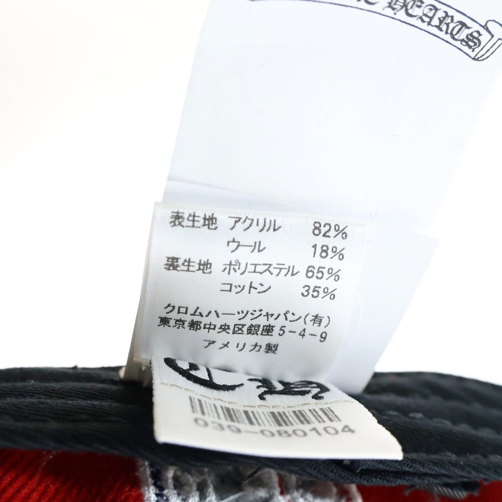 CHROME HEARTS(クロムハーツ) FITTED WOOL ACRYLIC SERGE ハートロゴ刺繍ベースボールキャップ レッド