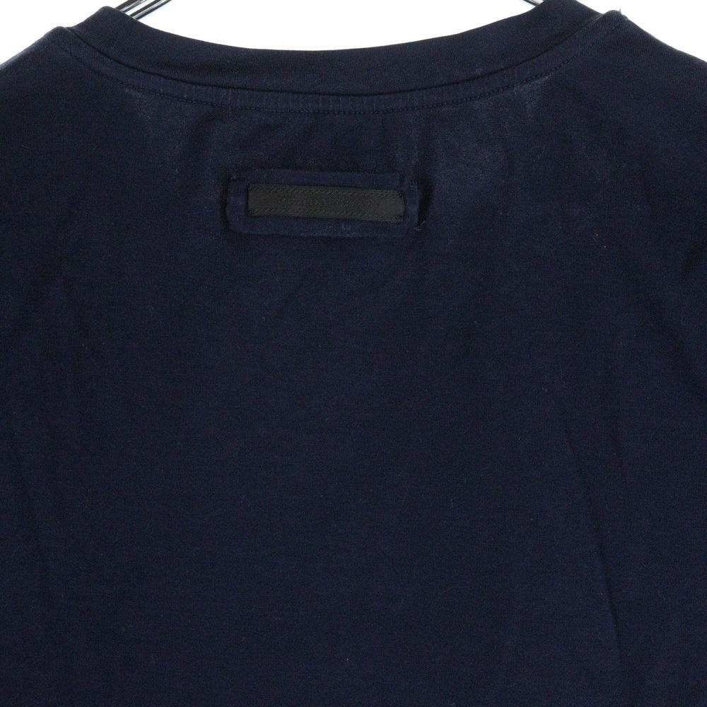 PRADA(プラダ) Stretch Cotton T-Shirt ストレッチコットンTシャツ クルーネック半袖Tシャツ UJM564 ネイビー