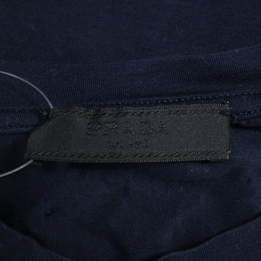 PRADA(プラダ) Stretch Cotton T-Shirt ストレッチコットンTシャツ クルーネック半袖Tシャツ UJM564 ネイビー