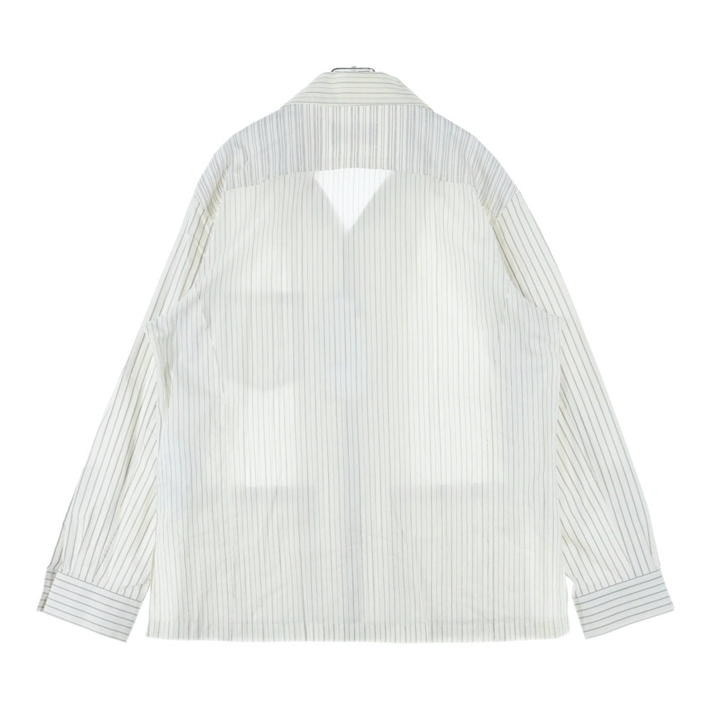 Maison Margiela 11(メゾンマルジェラ11) 25SS Cotton Stripe Shirts Jacket コットンストライプシャツジャケット ボタンダウン長袖シャツジャケット S50DT0047 MTN053 ホワイト