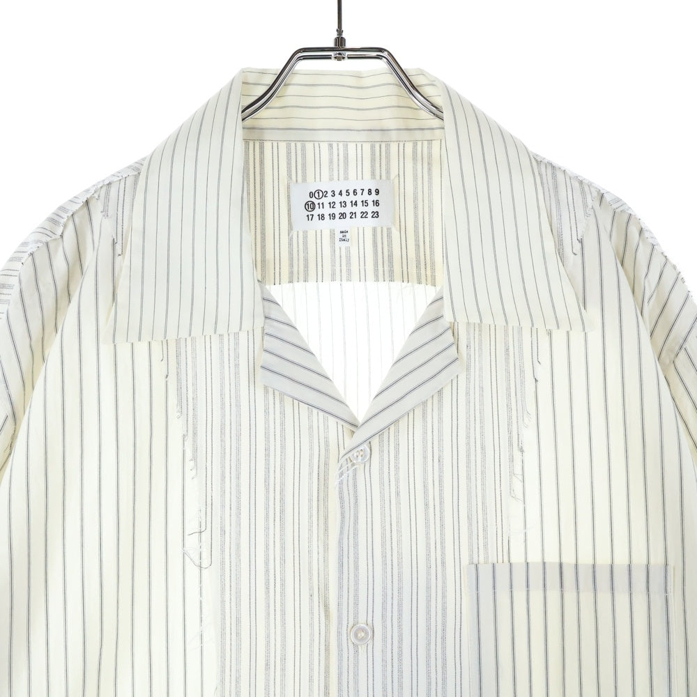 Maison Margiela 11(メゾンマルジェラ11) 25SS Cotton Stripe Shirts Jacket コットンストライプシャツジャケット ボタンダウン長袖シャツジャケット S50DT0047 MTN053 ホワイト